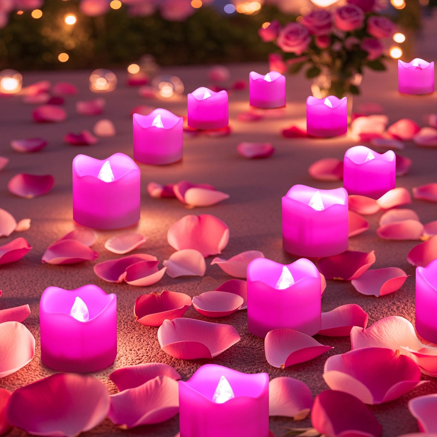 Topstone Remote Control Flameless LED Votive Candles with Timer, CR2450 Battery Powered, Electric Tea Lights for Seasonal and Festival Decoration, Pink Light, 12 pcs