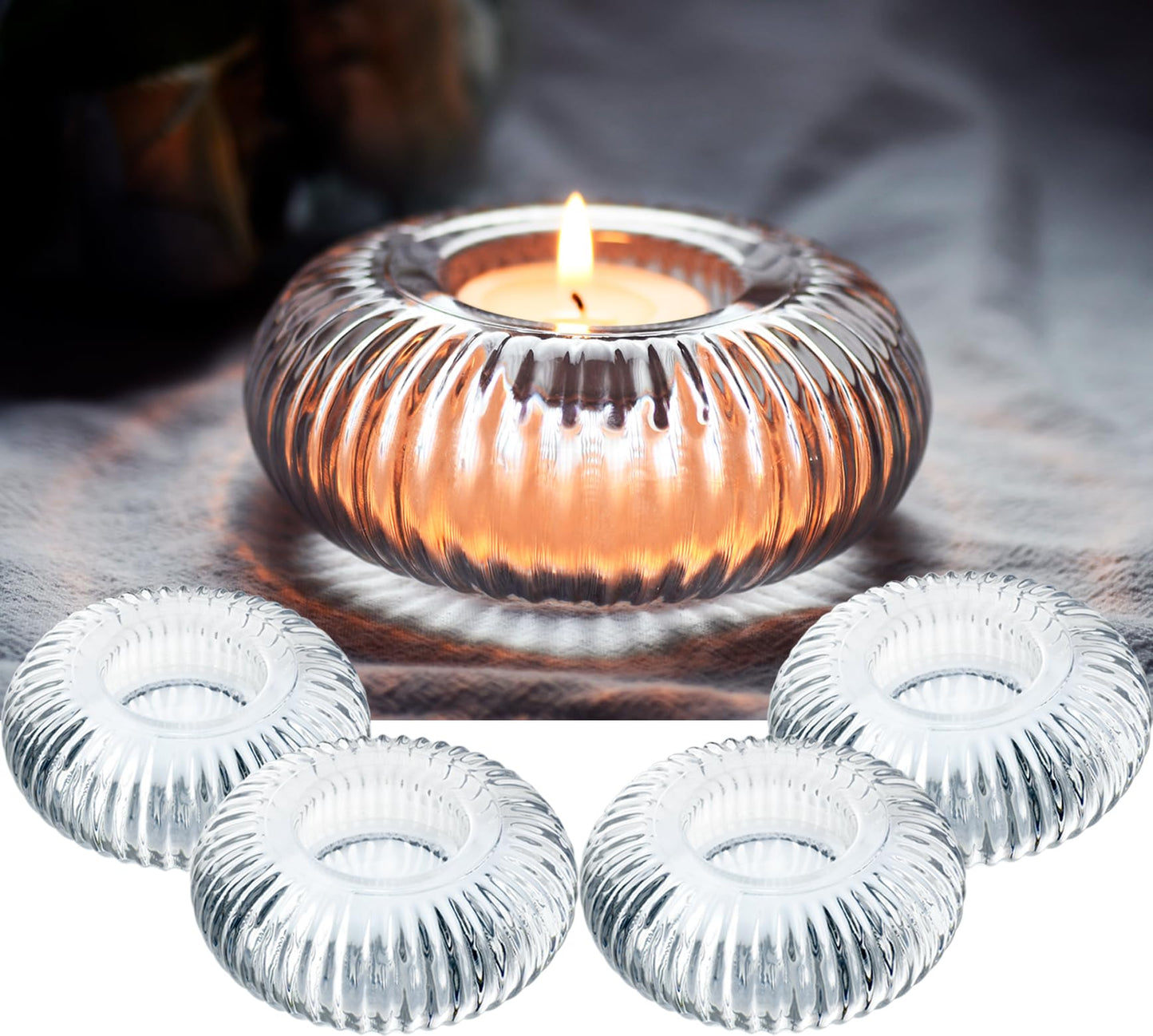 50 Candles +4 Glass Candle Holders