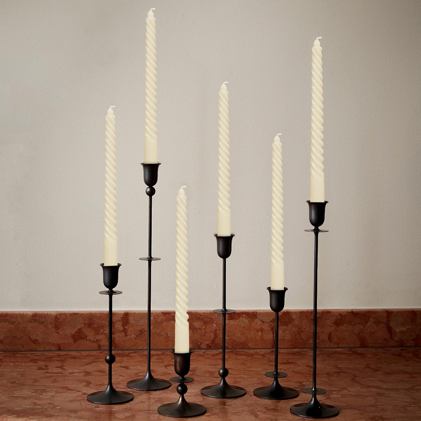 Tipgute 10 Pack Ivory Spiral Taper Candles 3/4×10 Inch – Dripless Smokeless Unscented Long Twisted Tapered Candle Sticks for Wedding Dinner Home Decor Advent Christmas – Cream Candlesticks