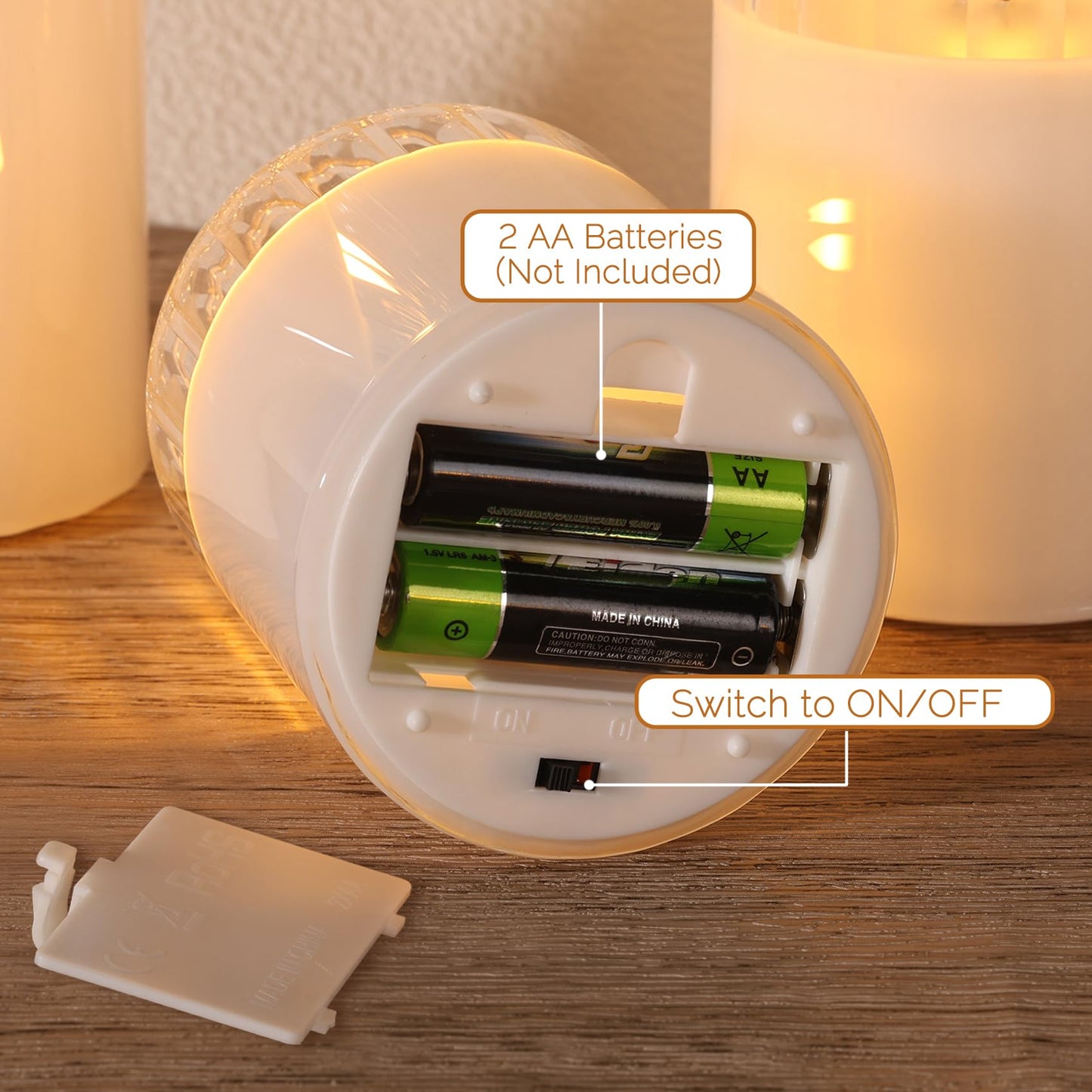Girimax Clear Glass Flameless Candles with Remote, Flickering LED Pillar Candles Battery Powered Ribbed Dome Top Set of 3