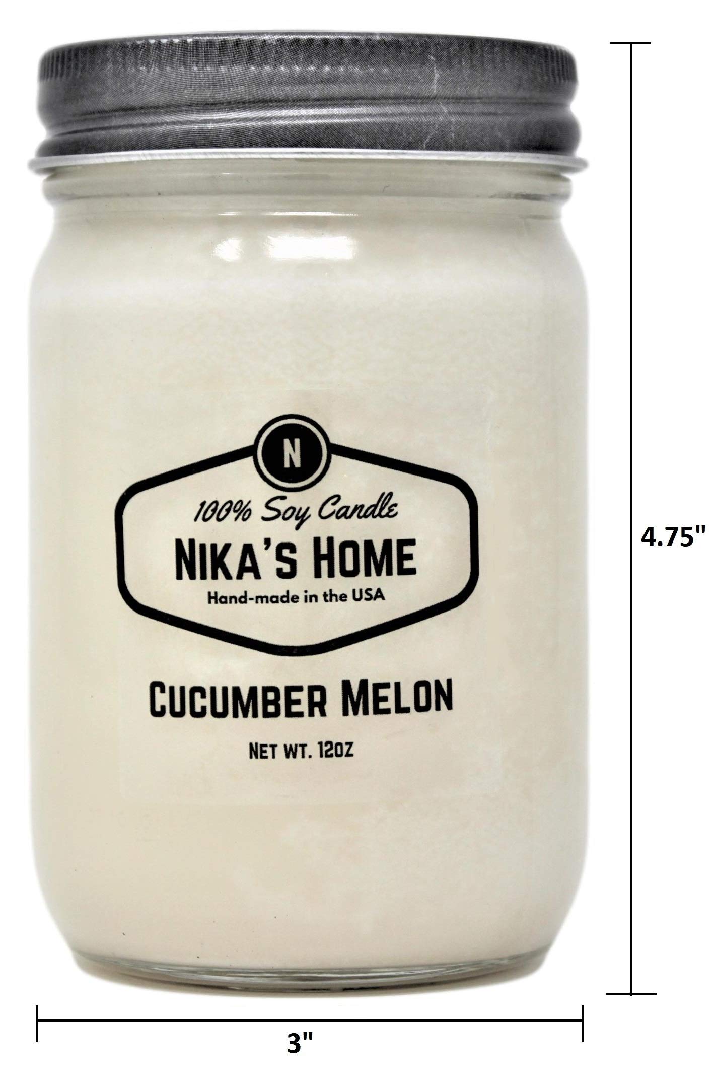 Nika's Home Cucumber Melon Soy Candle - 12oz Mason Jar