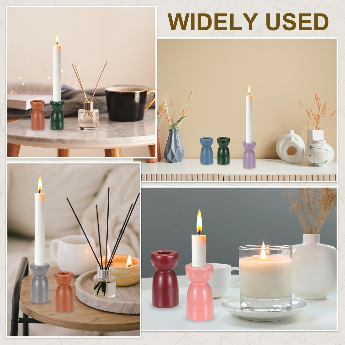 uxcell 2 Pack Candlestick Holder Light Purple Ceramic Taper Candle Holder Candle Stand Holders Modern Style Decoration for Centerpiece Tabletops Anniversary