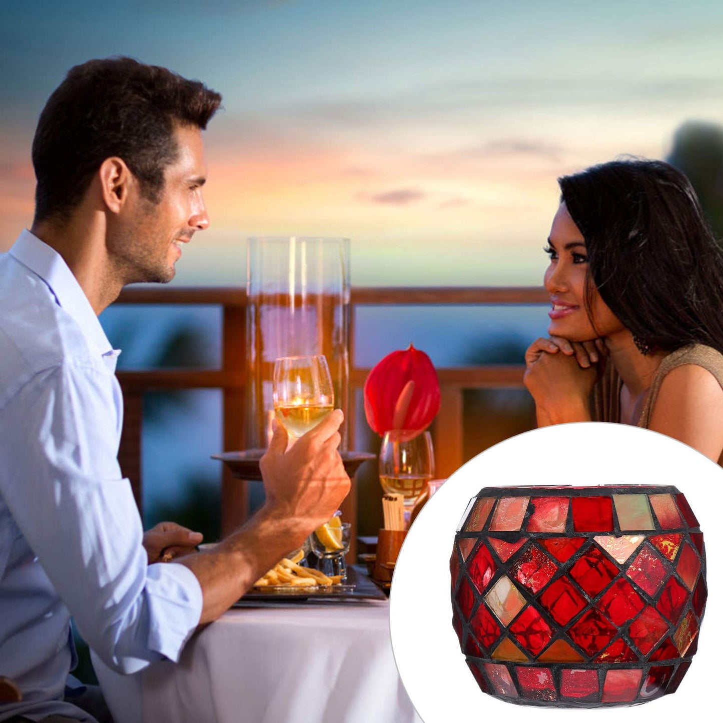 Glass Votive Candle Holder Christmas Candle Holders Red Mosaic Tealight Holder Votive Candle Holders Christmas Dining Table Centerpieces for Home Wedding Decorations