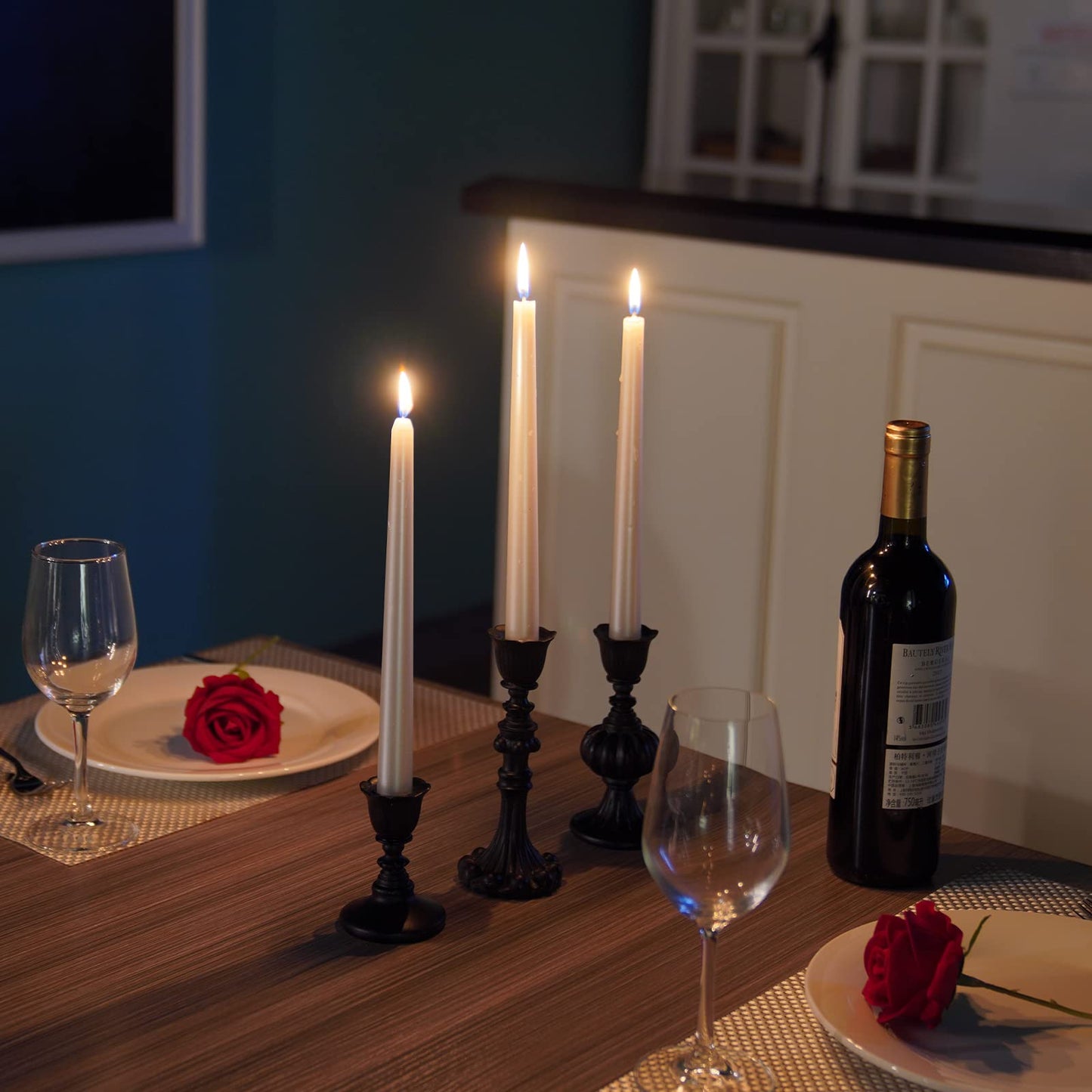 Candle Stick Candle Holder Set - Black Christmas Candlestick Holder Modern Baroque Home Decor for Coffee Table for Kwanzaa Easter Centerpiece Dinning Room Wedding Set of 3 Guichifun