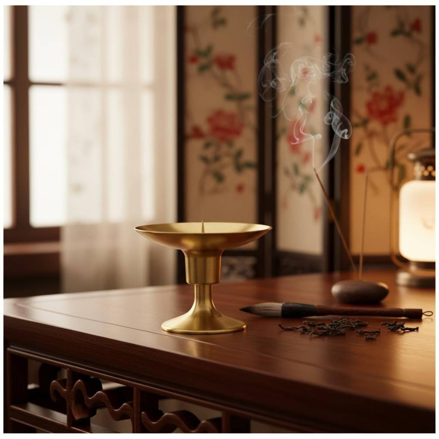 Generic Brass Candle Holder Traditional Golden Finish Candle Stand Decor for Worshipers