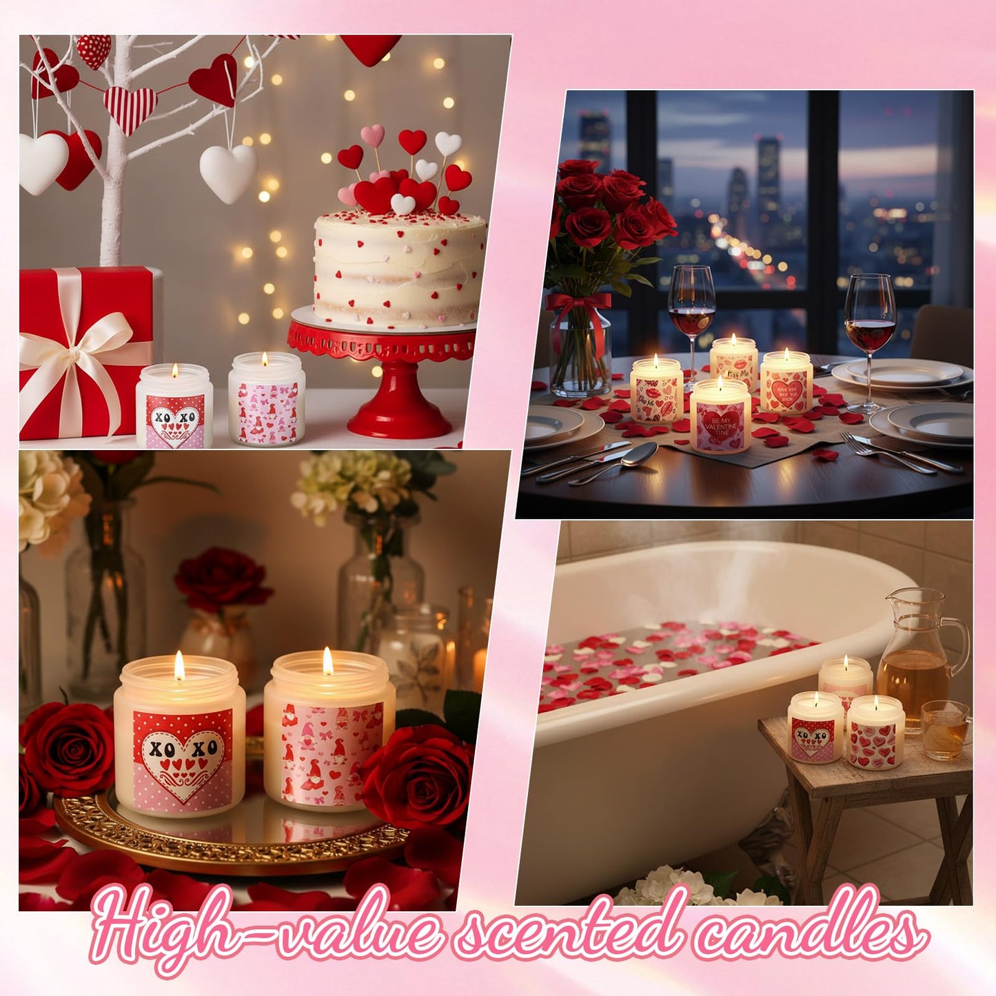 Conelist 6 Packs Valentine's Day Scented Candle Gifts for Girlfriend Wife Her Long Lasting Burning Aromatherapy Soy Wax Jar Candle 2.8oz Romantic Valentine Gift for Women Men Husband Boyfriend