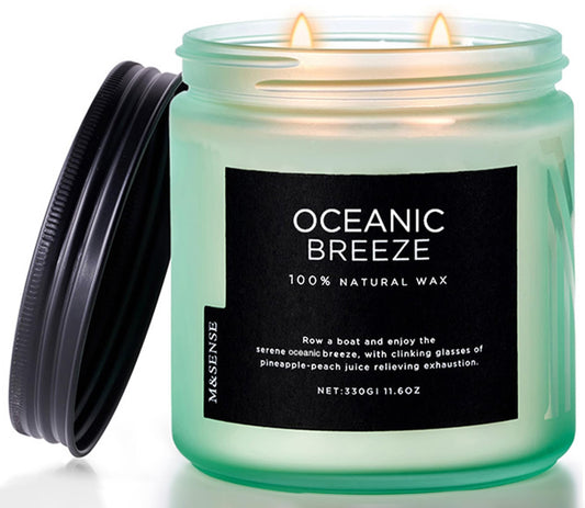 M&SENSE Candle Oceanic Breeze Scented, 11.6oz 70 Hour Long Lasting 2 Wick Pineapple & Mango Scent Natural Soy Candles for Home Scented, Stress Relief Gifts for Women/Men