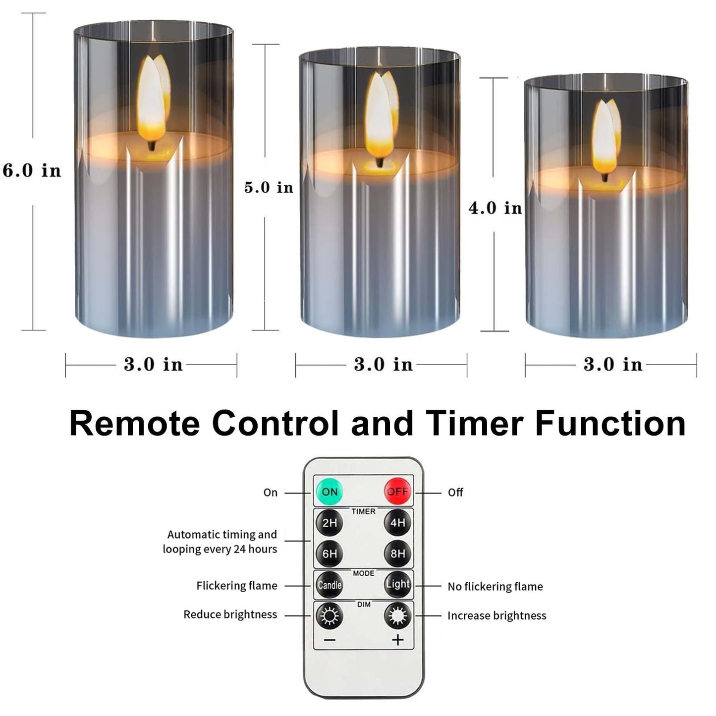 Sudifor Grey Flameless Candles,5 Pack Fake Battery Candles Flickering,Led Candle Lights-Battery Operated Candle with Remote&Timer for Birthday, Party,Home, Bars and Hotel Decoration