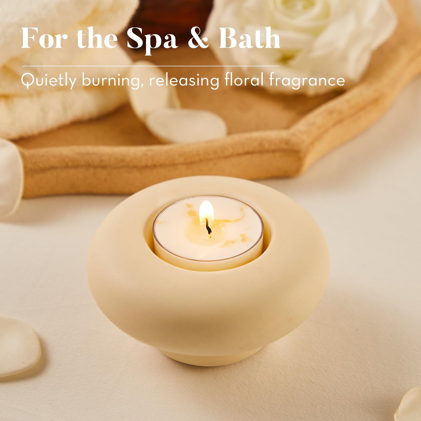 Ashlux Acrylic Jasmine Soy Wax Scented Tea Lights, 8 Pack Bulk – 4 Hour Long Burning, Non-Paraffin, Smokeless,Tealight Candles for Weddings, Table Centerpieces, Home Decor & Christmas