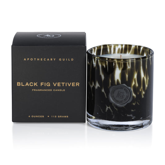 Zodax Apothecary Guild Scented Opal Glass Jar Candle in Gift Box - 4 oz - Black Fig Vetiver