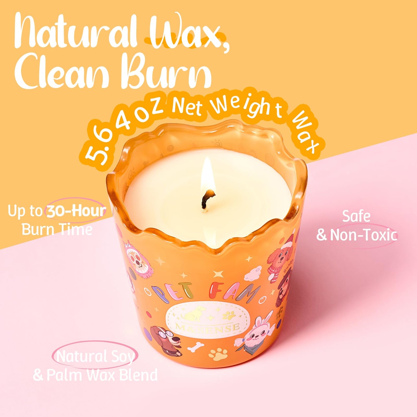 M&SENSE Lemon Grapefruit Scented Candles, 5.64 oz, Up to 30-Hour Burn, Aromatherapy Candle Gifts for Women for Bathroom Kitchen Office
