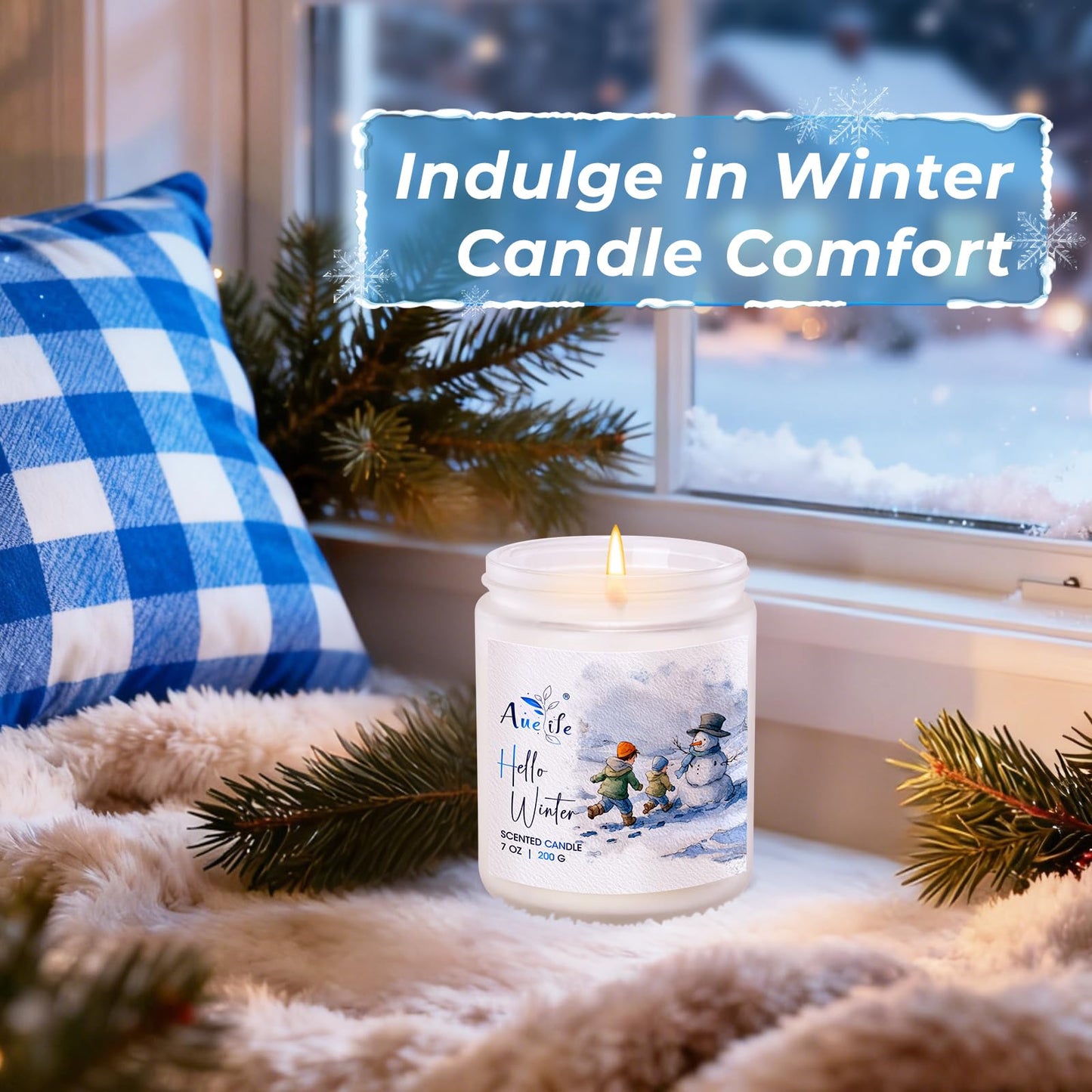 Winter Candle Set | 6 Pack Christmas Scented Candles for Home - Holiday Soy Candle Gift Set for Women Men, Aromatherapy Candles Scents of Hello Winter/Forest/Cider/Warm/Fireside/Bonfire