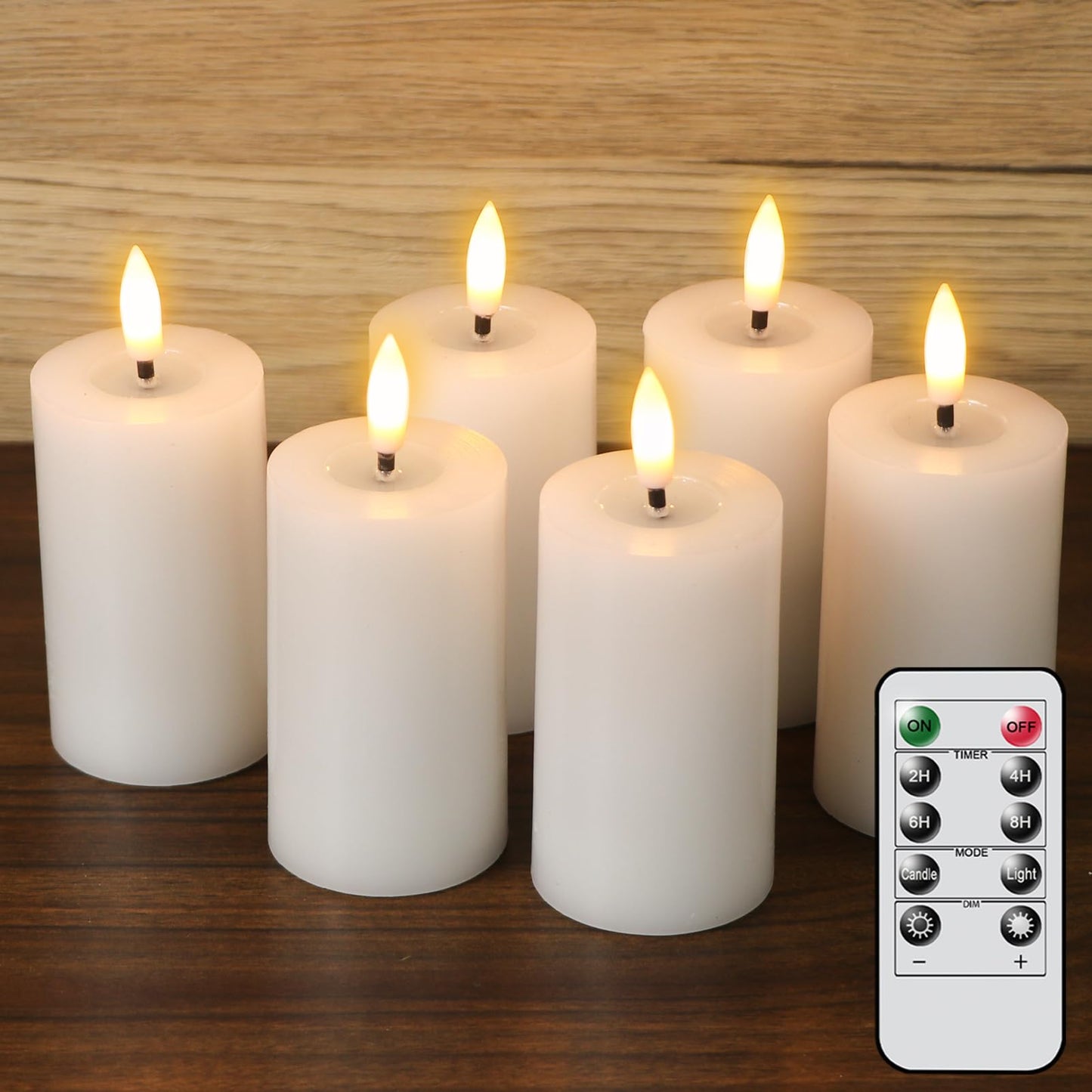 DRomance 4.5" Flameless LED Pillar Candles with 10-Key Remote and Timer 6 Pack Small White Real Wax Battery Operated Candles 3D Wick Flickering Warm Light Wedding Dinner Holiday Decor