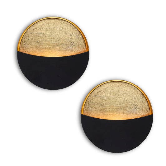 Black Wall Candle Holder Set of 2 with Gold Leaf Interior, Metal Wall Candle Sconces, Vintage Style Wall Decor for Living Room, Bedroom, and Dining Room