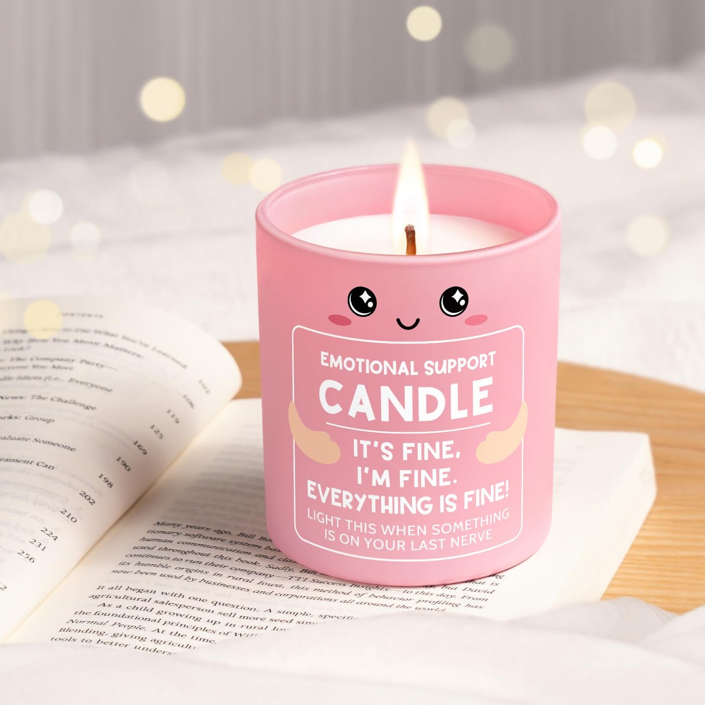 IDELTIME Funny Emotional Support Candle 10Oz, Cheer Up/Stress Relief/Self Care Gifts for Friends Sister Coworker Mom Wife, It's Fine I'm Fine Everything Is Fine Encouragement Scented Candles for Women