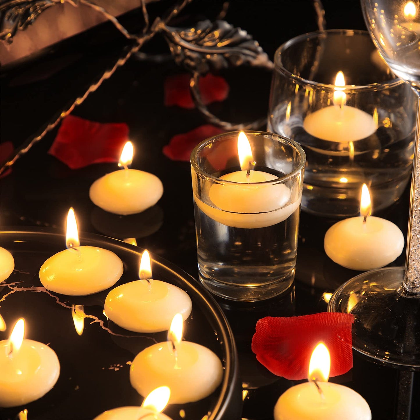 Nuanchu 20 Pcs White Floating Candles Centerpieces for Wedding Small Unscented Floating Candles Decoration for Valentine's Day Party Wedding Anniversary Holiday Party Gifts Home Pool Decor