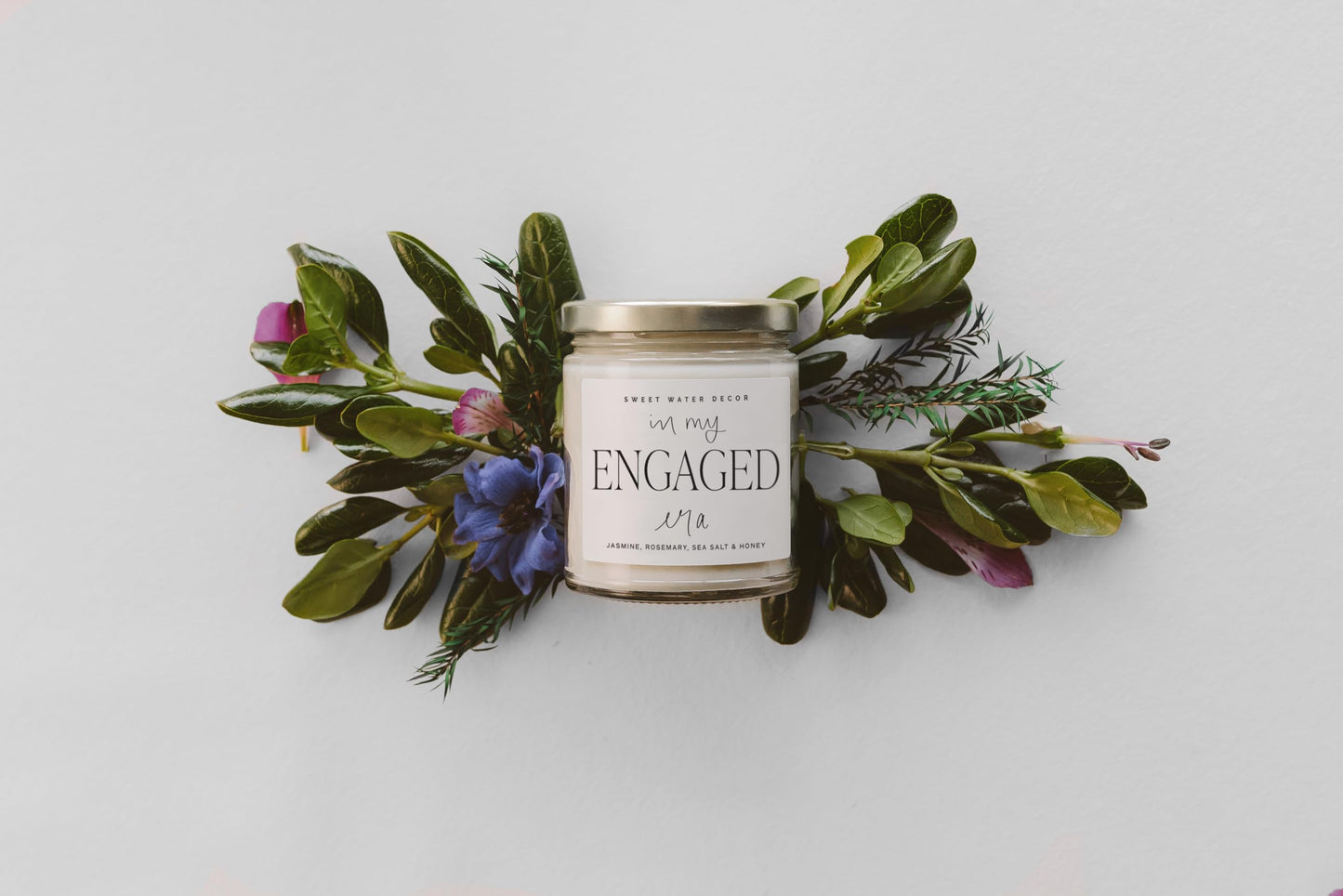 Sweet Water Decor in My Engaged Era Candle - Engagement and Bridal Shower Gifts for Woman - 9 oz Soy Candle in Clear Jar with 40+ Hours Burn Time, Made in the USA