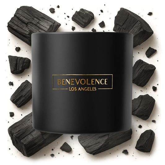 Benevolence LA 3 Wick Candle, Charcoal Large Scented Candle | Soy Candles | Holiday Candle Gifts for Women and Men | Home Fragrance | Aromatherapy | Bathroom Freshener 14.5 Oz, 45 Hour Burn