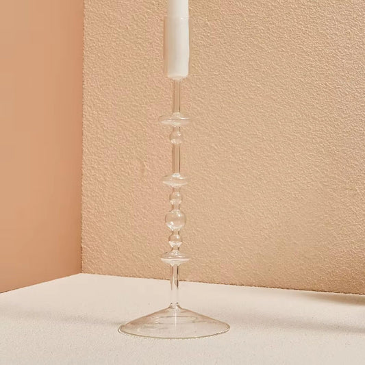 Modern Glass Candlestick Holder, Tall Taper Candle Holders with Vintage Design, Candle Stick Holders for Party Decorations Ornament Clear