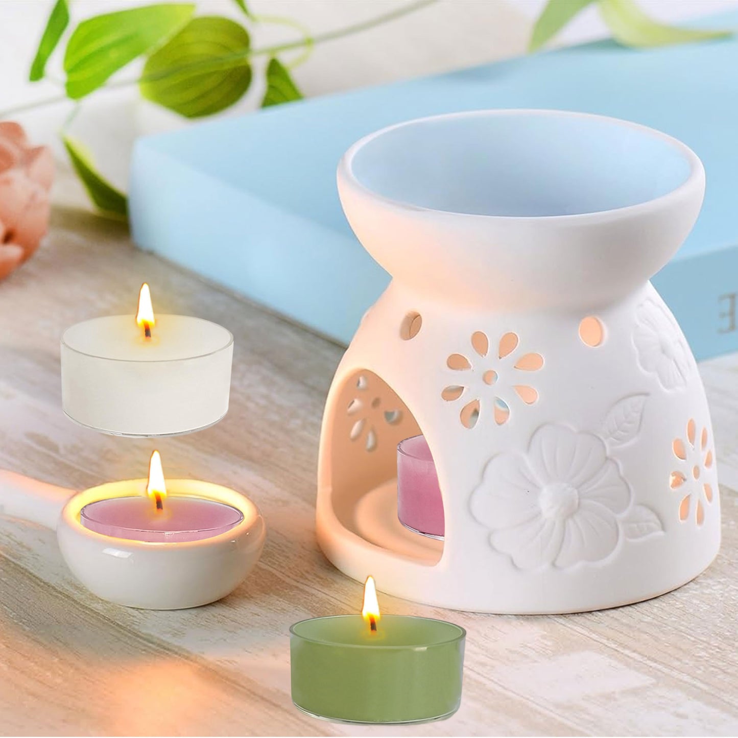 Scented Tea Light Candles 12 Pack Pastel Color Hand Poured Smokeless 4 Hours Clean Burning Small Round Clear Cups Tealight Candles for Romantic Dinners Wedding Centerpieces Cozy Evenings