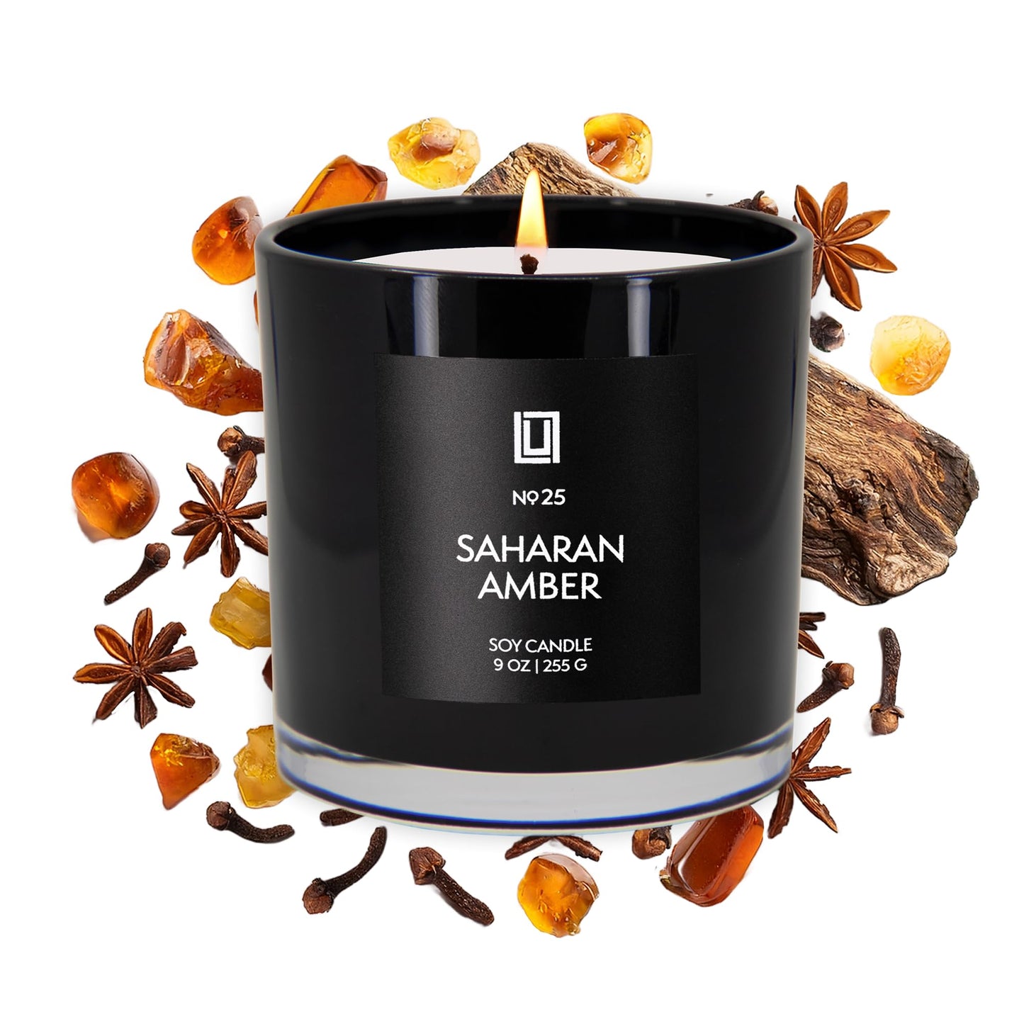 Lulu Candles | Sahara Amber Scented Soy Candle | Warm Amber & Vanilla Fragrance | Luxury Jar Candle | Highly Scented Long Lasting Candle | Home Fragrance Gift (9 Oz.)