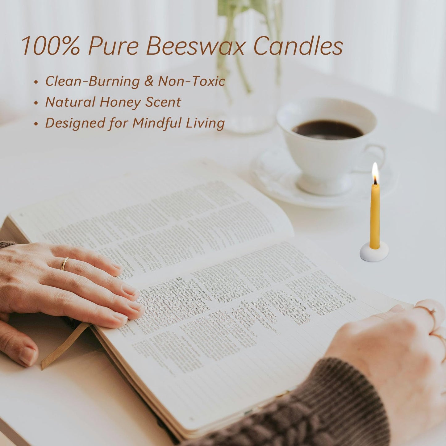 20 Minute 100% Pure Beeswax Candles, Mini Mindful Meditation Taper Candles, Smokeless & Dripless with Holder for Yoga, Prayer, Relaxation (Yellow,24 Pack)