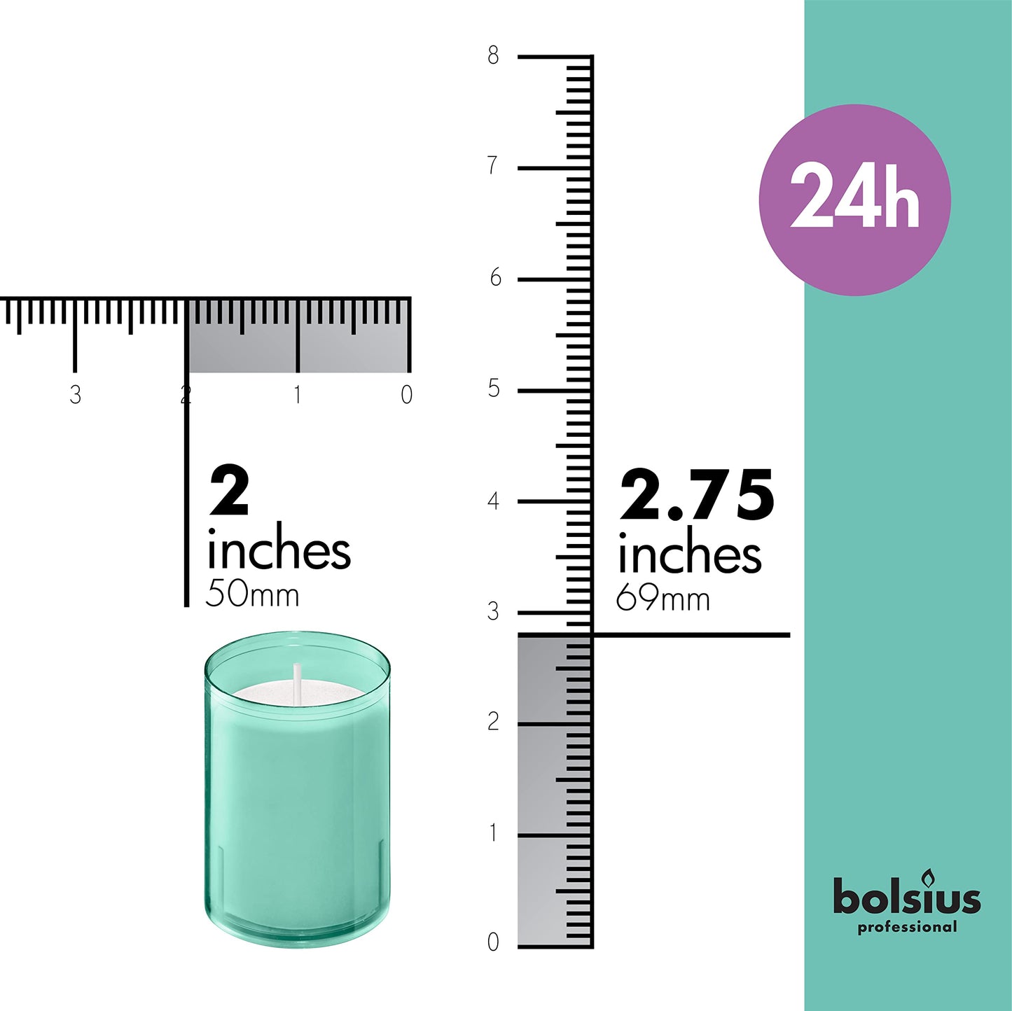 BOLSIUS 24 Hour Votive Candles - 20 Pack Wedding Candles in Green Unbreakable Plastic Cups - Premium European Quality - Unscented Smooth and Smokeless Relight Candles