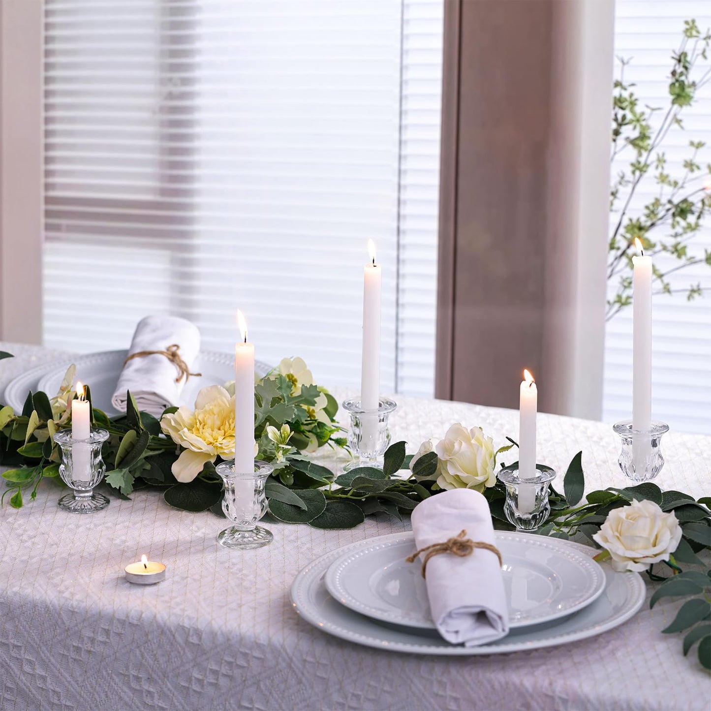 Letine Candlestick Holders Set of 12-2.5" H Taper Candle Holders Bulk - Clear Glass Candle Holder for Rustic Wedding Centerpiece Table Decorations, Valentine's Day & Thanksgiving Decorations Indoor