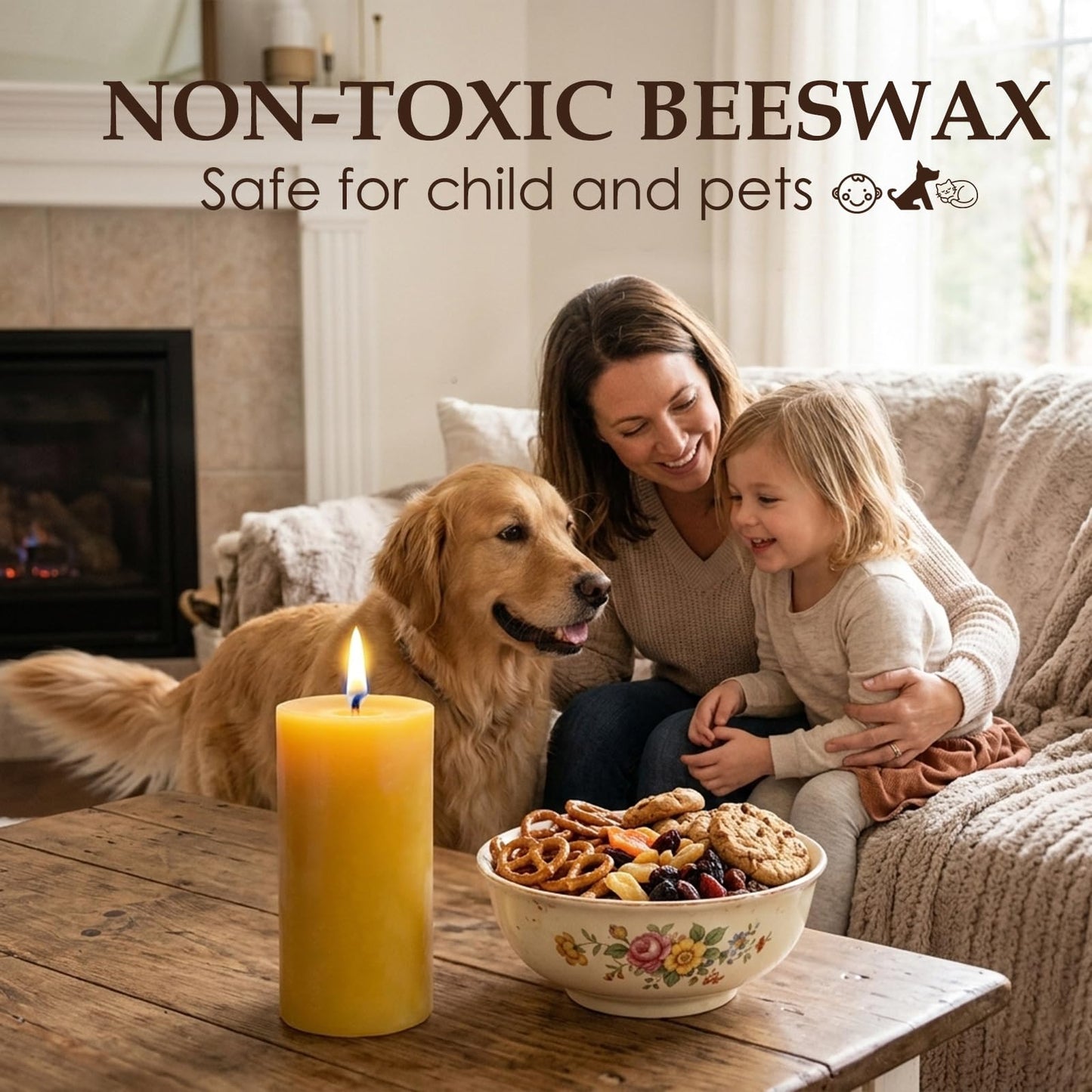 14 Packs Natural Beeswax Candles, Beeswax Pillar Candles with 490 Hours Burn Time, Organic Bees Wax Candles for Home, Relaxation, Smokeless & Dripless, 2x4 inch