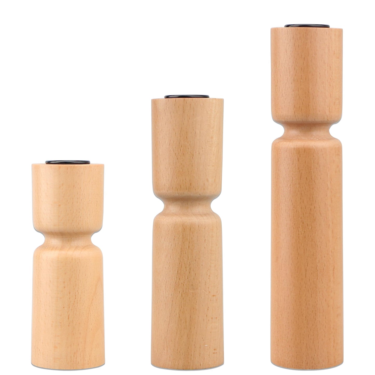 MILIVIXAY Decorative Wood Candle Holder Set of 3-Home Decor Taper Candle Stand,Natural Beech Wood Candlestick Holders Coffee Table Mantle Decor Centerpieces for Fireplace,Living or Dining Room Table.
