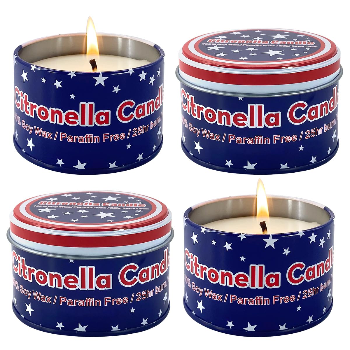 4-Pack Citronella Candles in Jars (4oz Each) – Long-Lasting Outdoor Scented Candles for Patio, Garden & Backyard – Fresh Invigorating Fragrance to Enhance Ambiance