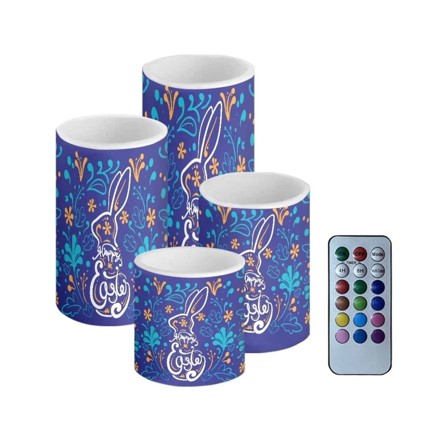 Cozeyat 4 Pieces Easter Flickering LED Candles Decor,Tea Lights Battery Operated,Rabbit Pattern Realisitc Warm Yellow Tealights with Remote Timers for Birthday Party Wedding