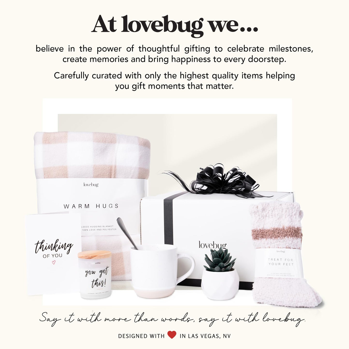 lovebug Get Well Soon Gift Basket for Women – After Surgery Gifts, Feel Better Care Package with Blanket, Candle, Socks, Mug, Spoon, Succulent – Thinking of You Self Care Gifts for Women Basket
