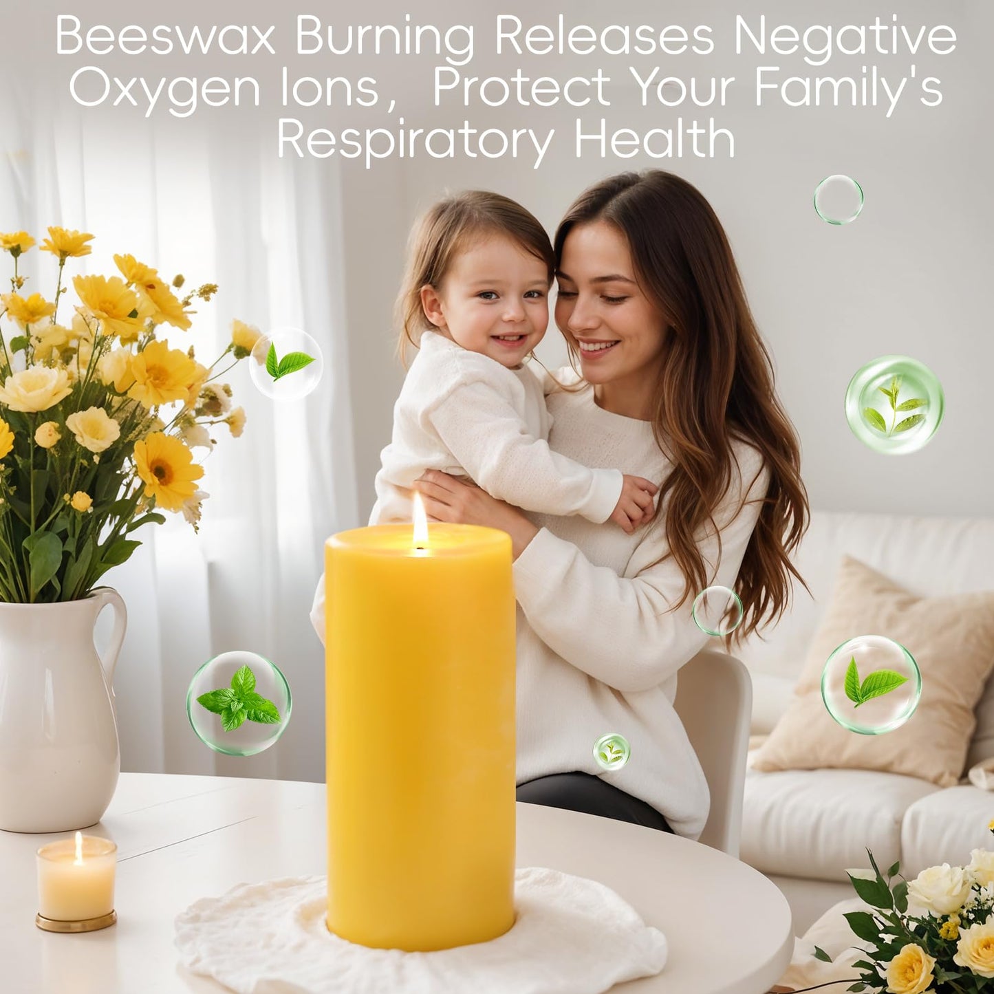 Natural Beeswax Pillar Candles,100% Pure Beeswax Candles-190 Hours Long Burning,Unscented Bees Wax Candles for Home,Prayer,Emergency,Dripless Smokeless Organic Pillar Candles Bluk-2.8x6in-2pack