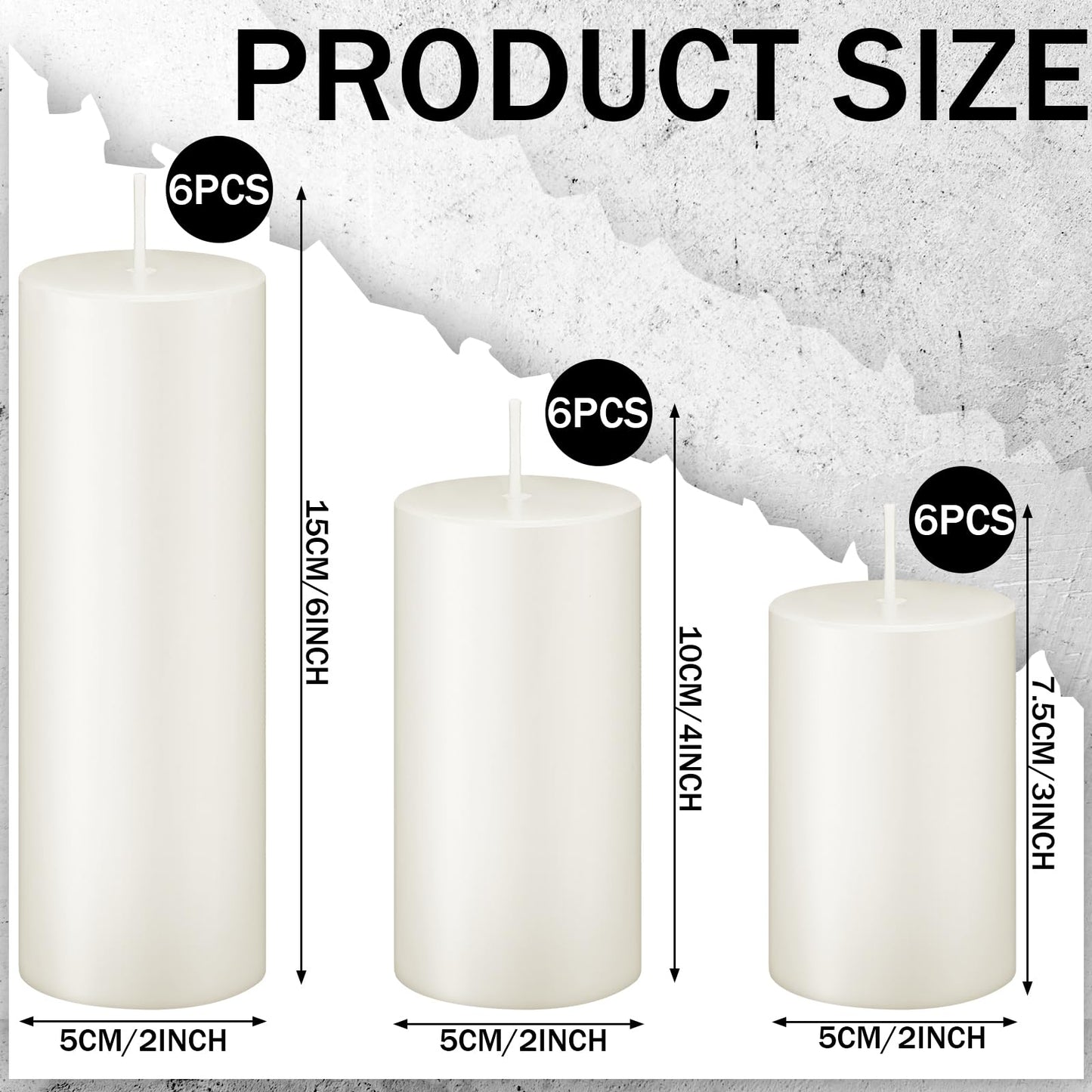 MTLEE 18 Pcs Pillar Candles Long Burning Unscented Candles Bulk for Wedding Church Party Spa Lantern Fireplace Restaurants Home Household Decor(2 x 3 Inch, 2 x 4 Inch, 2 x 6 Inch,Beige)
