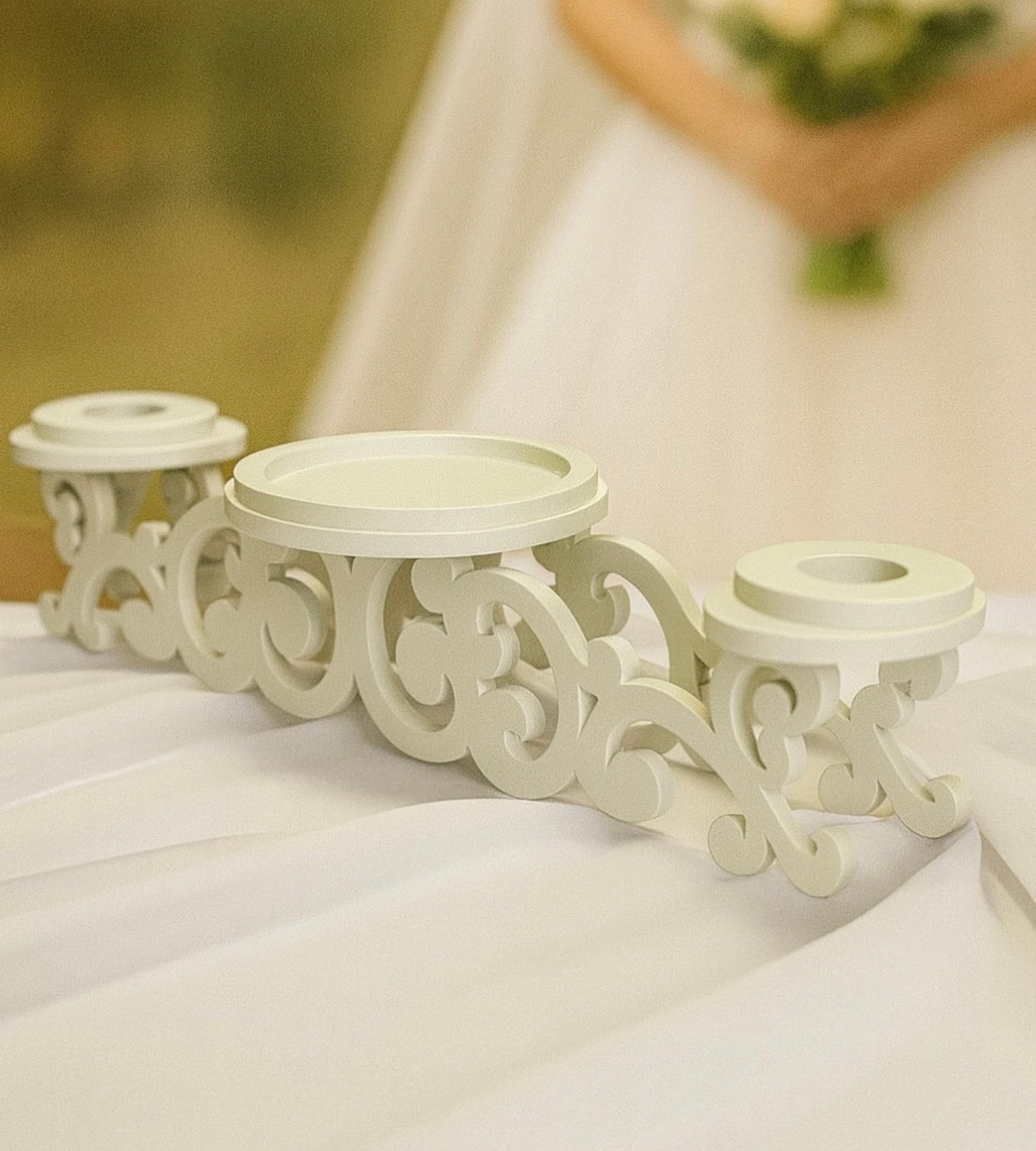 Magik Life Wooden Unity Candle Holder – Solid One-Piece Triple Candle Stand – Handcrafted from Natural Wood – Painted in Safe Premium White Finish – Fits 2 Taper (0.80”) & 1 Pillar Candle (3”)