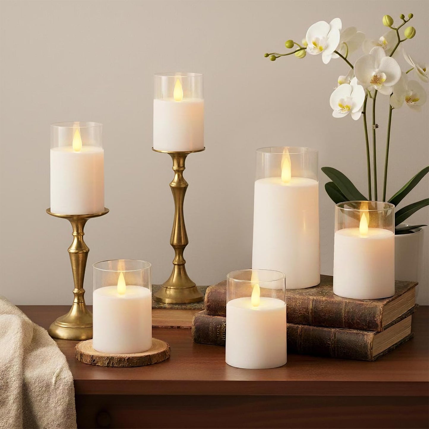 Raycare Flameless Electronic Pillar Candles with Remote Control and Timer- Battery Operated Realistic Flickering LED Fake Candle for Home, Wedding, Valentine's Day Decor, White,Set of 3(3"x4"5" 6")