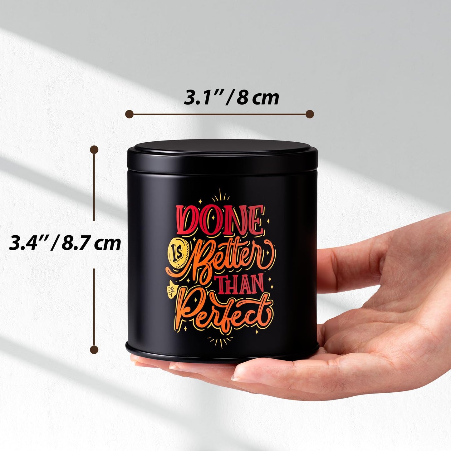 Nexuraze Empty Candle Tins for Making Candles with Lids, Tinplate Material, Warning Label Printed on Can Bottom (Black & Colorful)