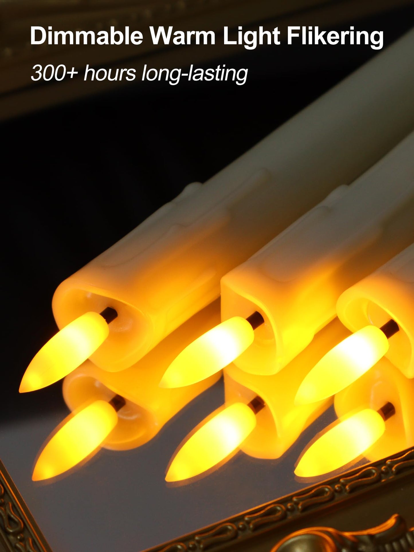 Warmhere 12 Pcs Short Flameless Taper Candles with Remote Timer, 6" Fake Taper Candles Battery Operated, Flickering 3D Flame, Ivory Plastic LED Candlesticks for Home Wedding Party Holiday Decor