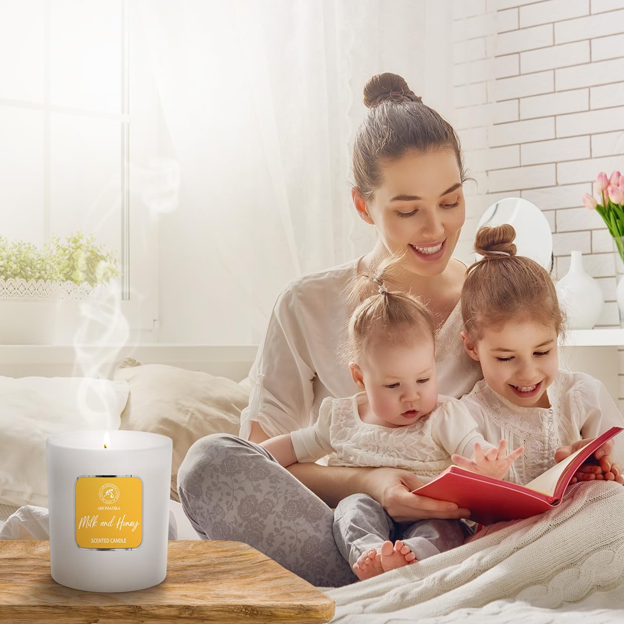 Milk & Honey Scented Candle – Aromatherapy Soy Wax, 200g – Up to 45 Hours Burn – Glass Jar for Home or Gift