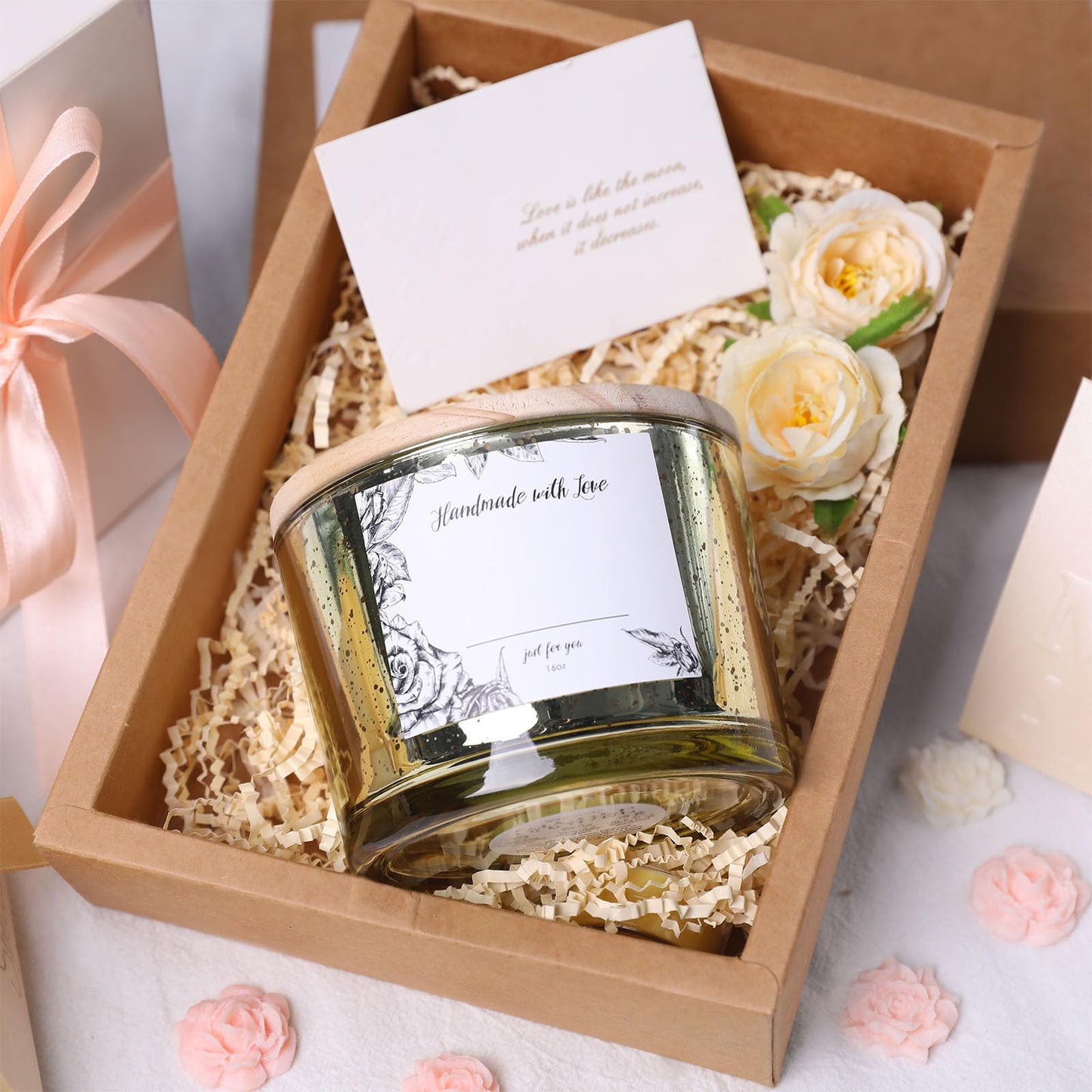 Simeitol 16 OZ Gold Candle Jars for Making Candles 6 Pcs, Glass Candle Jar with Airtight Bamboo Lids - Empty Candle Jars Bulk with Sticky Warning Labels - for Home, Wedding, Christmas Decoration