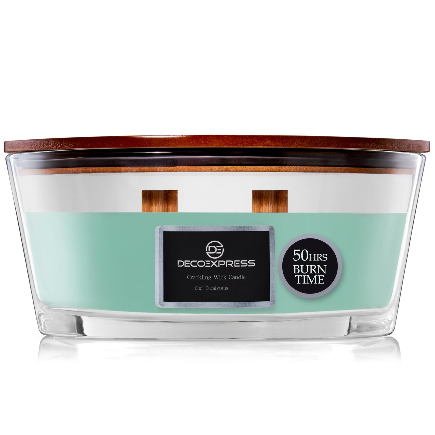 DECO EXPRESS Scented Candles, Crackle Double Wick Candles, Long 50 Hours Burn Time, Home Decor & Gift Ideas (Cool Eucalyptus)