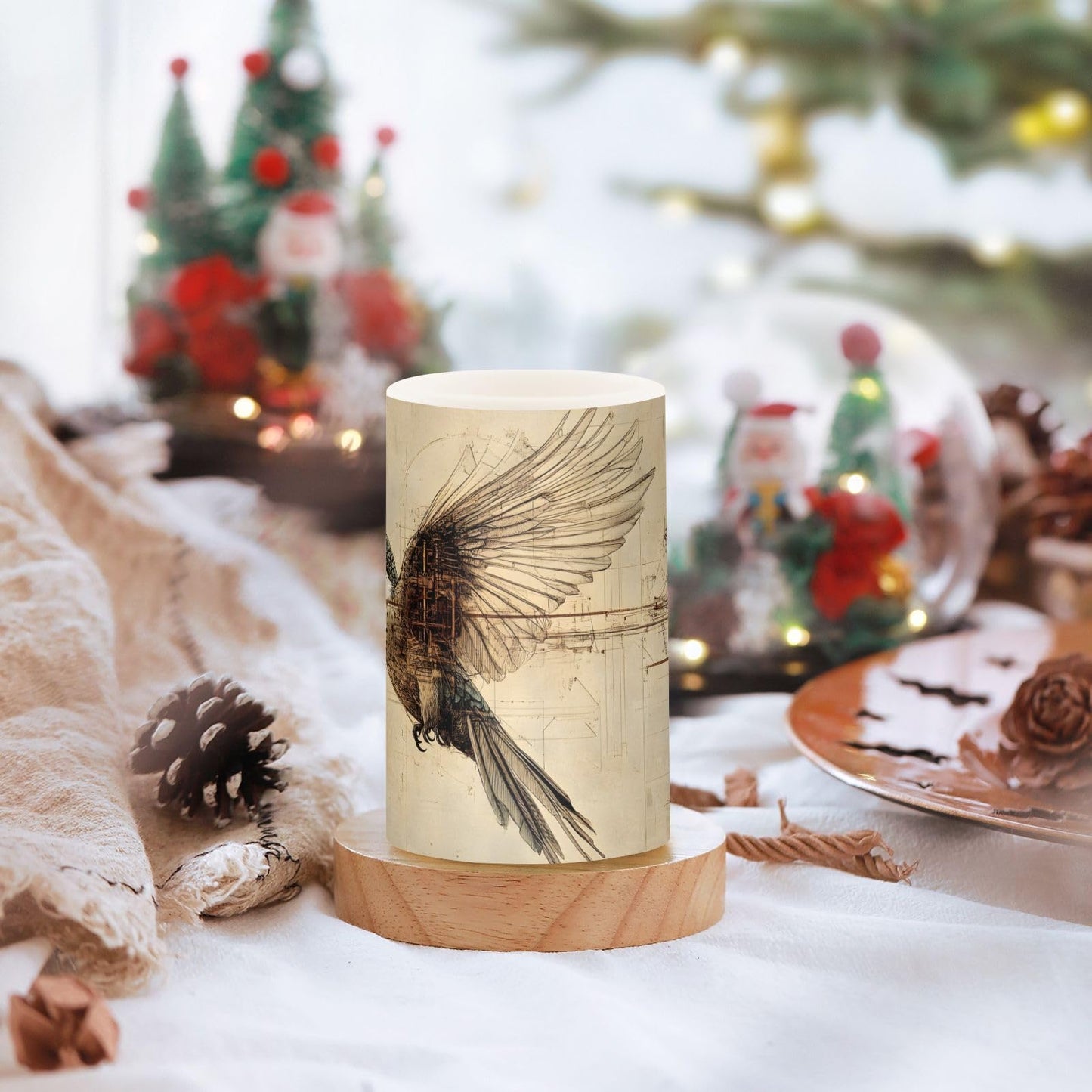 PDZRMY Flameless Candles Hummingbird Asbtract with Remote Set of 2 - No Batteries Included, 3” Battery Candles Flickering with 24 Hours Timer, LED Pillar Votive Candles