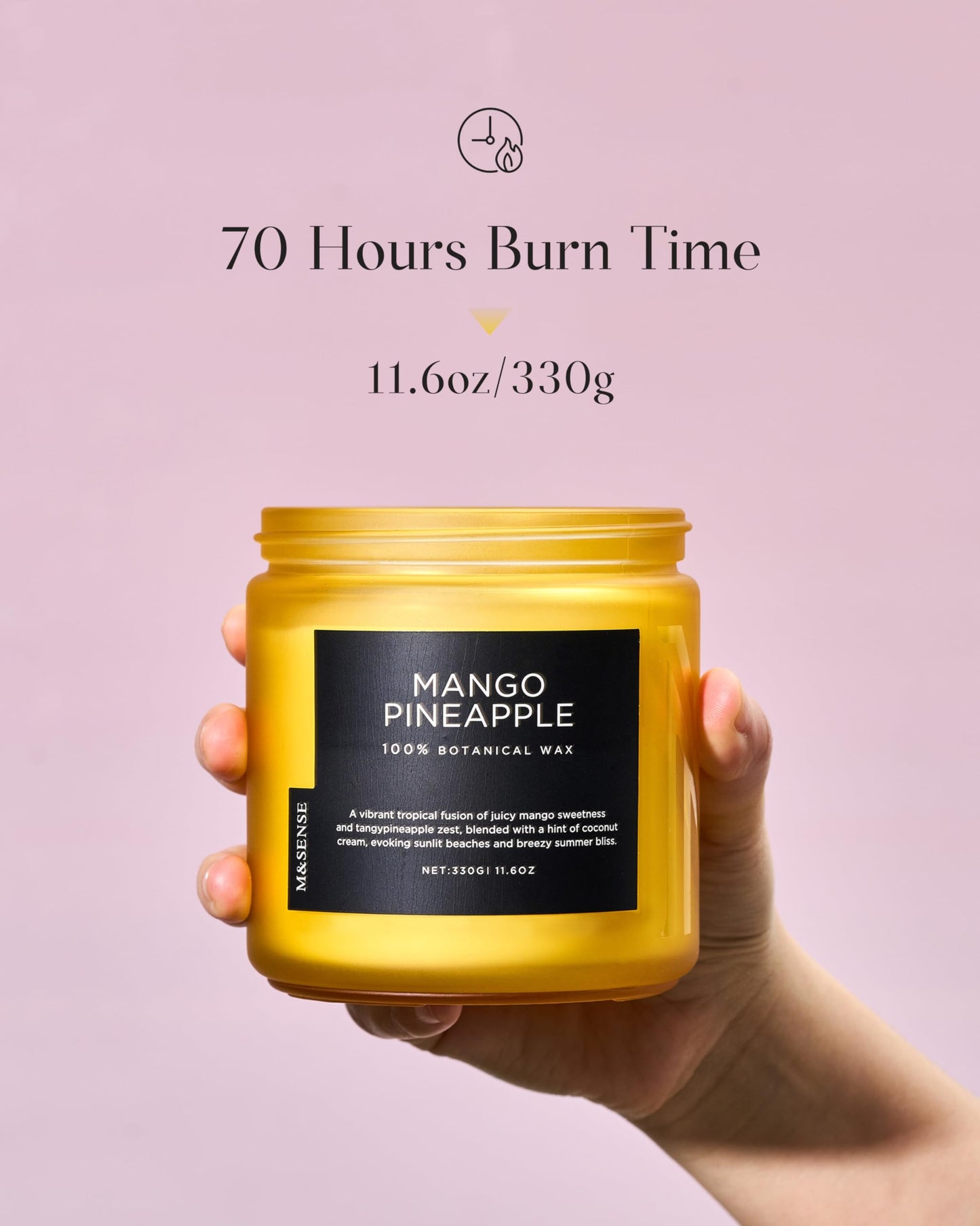 M&SENSE Mango Pineapple Tropical Scented Candle - 11.6oz Natural Soy Wax Non Toxic 70-Hour Burn 2-Wick Fruit Scent for Home, Housewarming Gifts - Aromatherapy Candle for Women, Men & Family Friends