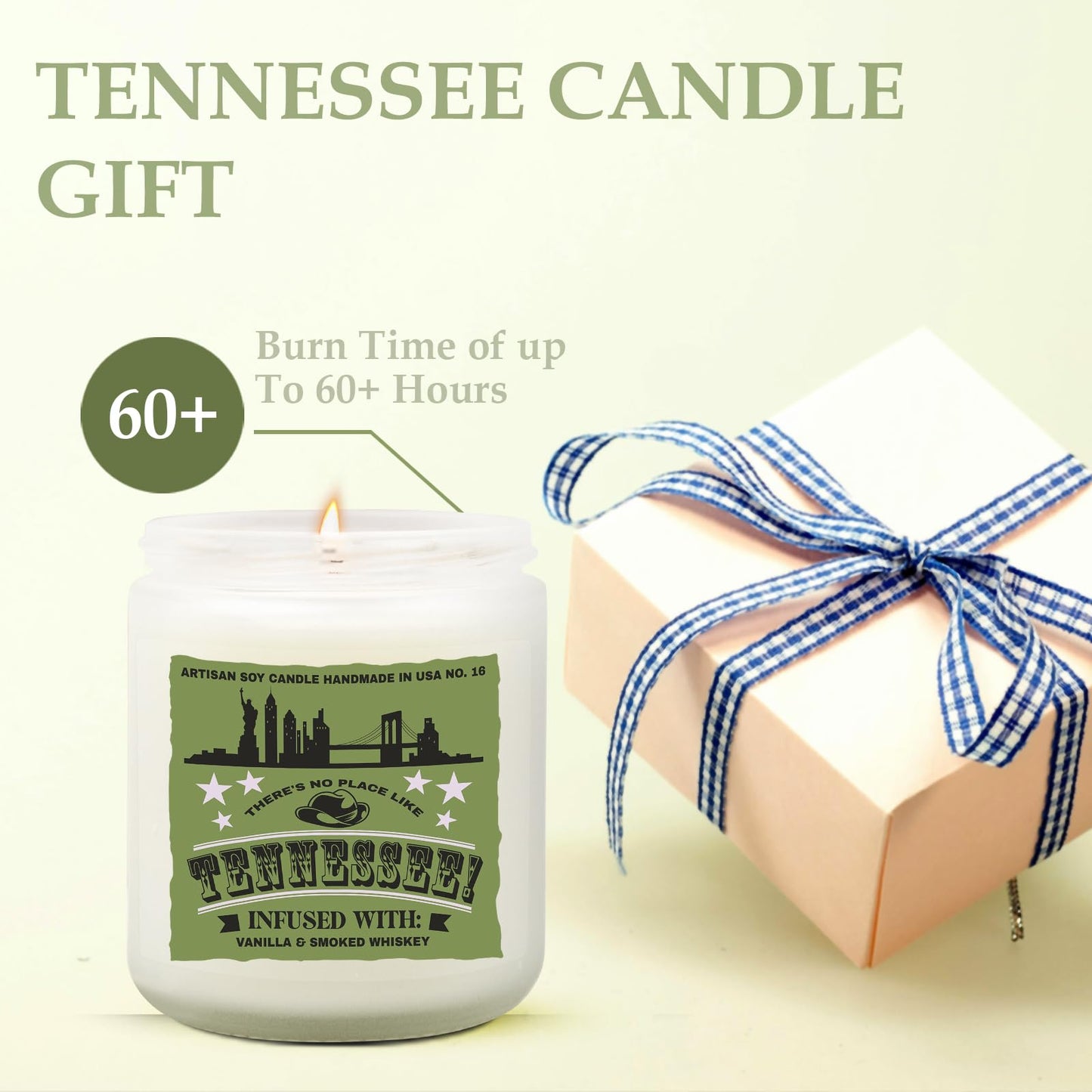 Goiicoln Tennessee Candle Gift, Tennessee Souvenirs Scented Candles for Home, Tennessees Decor, Tennessees State Gifts Personalized Candle, Best Friends Christmas Tennessee Gift, 60 Hours Burn