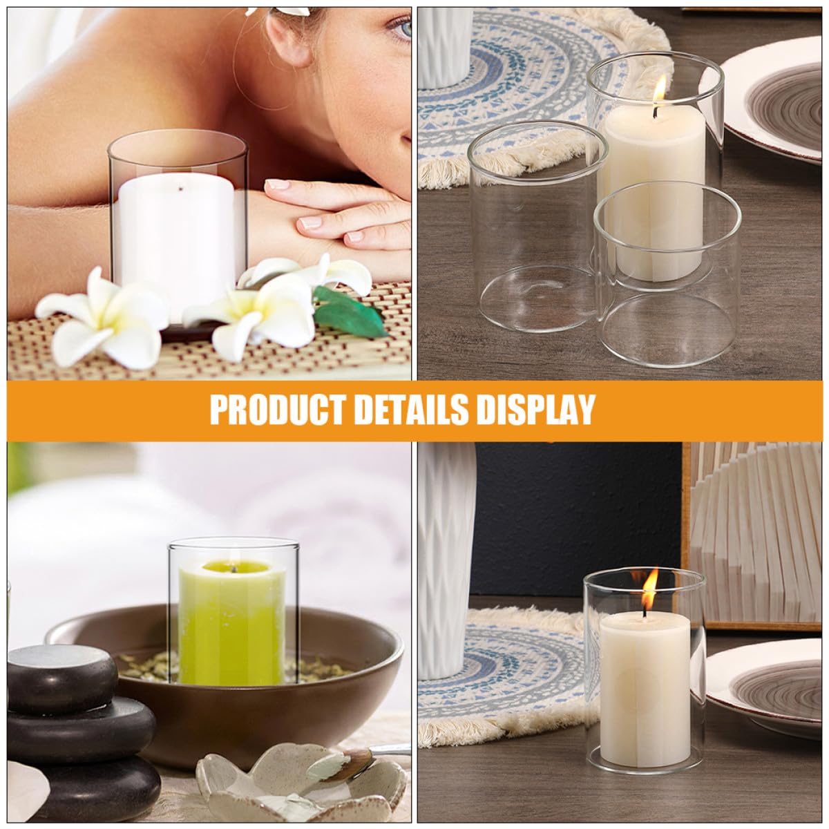 YARNOW 3pcs Small Glass Candle Holders Set Cylinder Aromatherapy Candle Cups for DIY Soy Wax Tealight Jars for Home Decor and Relaxation