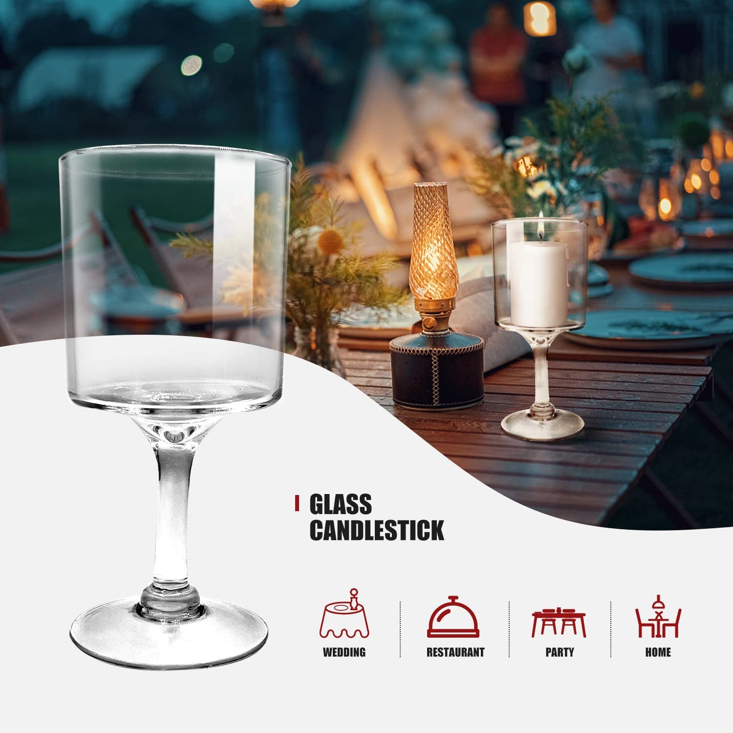 Hurricane Candle Holder Glass Candleholders Holders Votive Long Stem Tealight Tall High Tea Light Elegant Transparent Ideal Dining Wedding Party Home Decoration Gifts (Large 1 Set)
