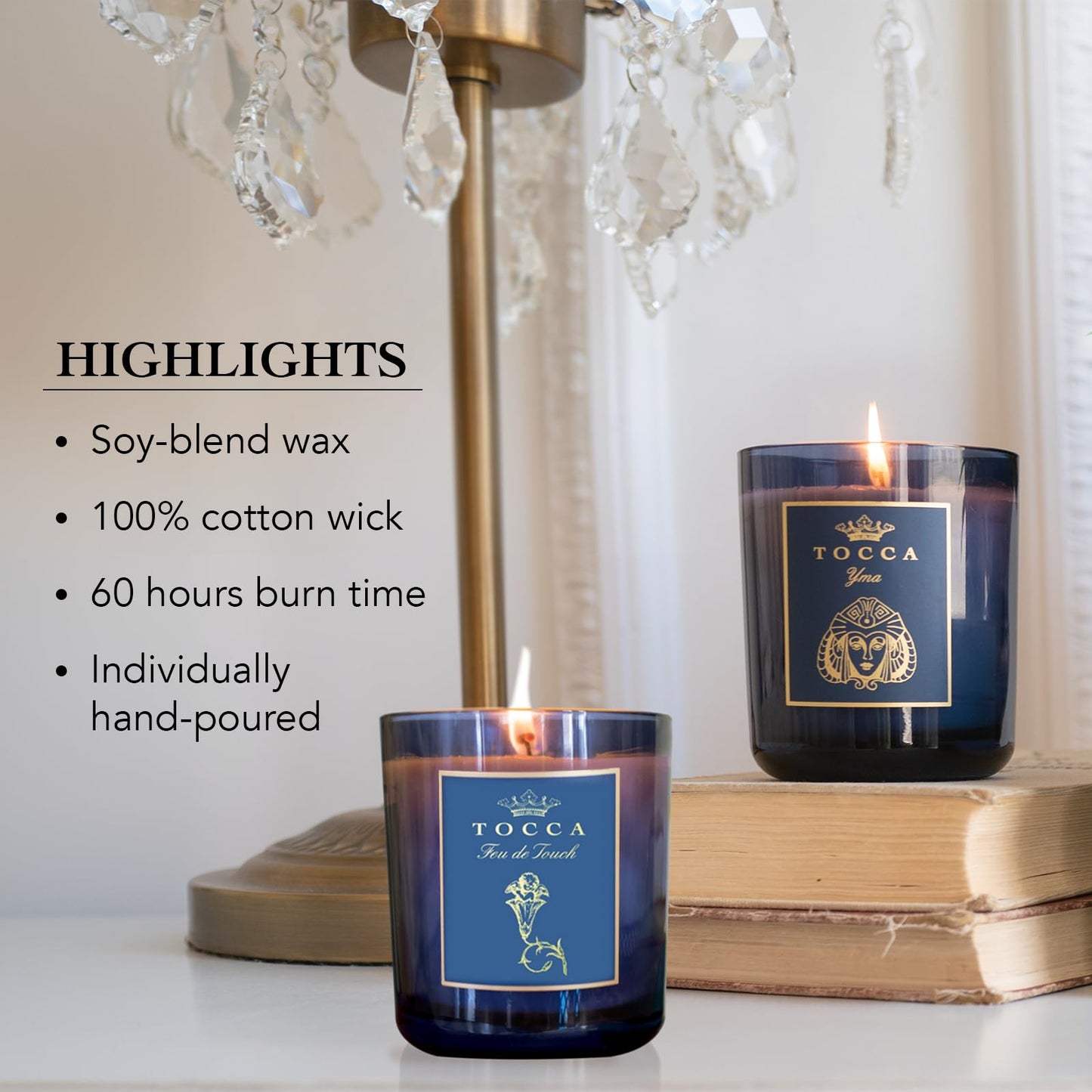 TOCCA Chamonix 10oz Candle - Rosemary & Pine Scented, Hand Poured Soy-Wax Blend with 100% Cotton Wick, 60 Hour Burn Time