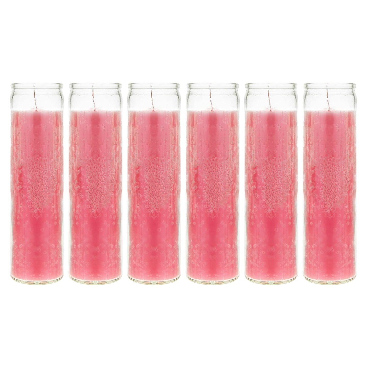 Mega Candles 6 pcs Unscented Pink 7 Day Glass Container Devotional Prayer Candles, Premium Wax Candle 2 Inch x 8 Inch, Sanctuary, Vigils, Prayers, Blessings, Religious, Memorials, Remembrance