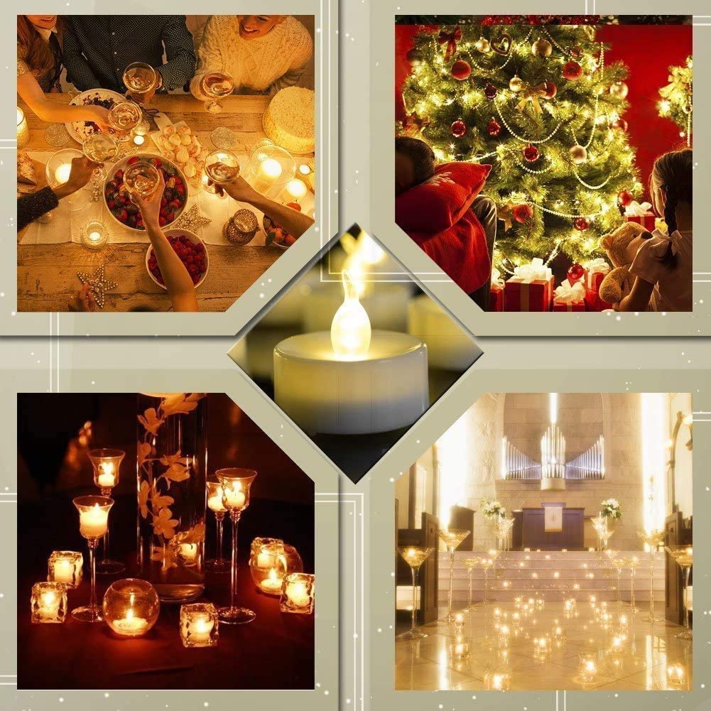 PILLOBOX Battery Operated Tea Lights Candles-100PACK Flameless Electric Candles LED Lamp Realistic and Bright Flickering Holiday Gift Long Lasting for Wedding Party Home Decoration (Warm White)